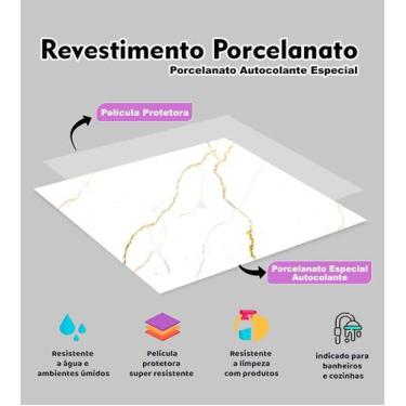 Imagem de Piso Porcelanato Painel Placa Adesivo Lavável Para Chão e Revestimento