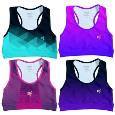 Imagem de Kit 4 Cropped Academia Feminino Fitness Top Treino Confortavel Estampa
