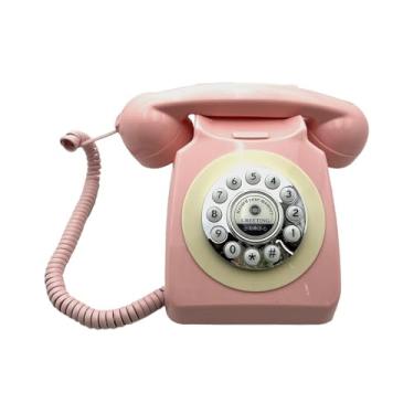 Imagem de Esquirla Livro de Visitas de Áudio Telefone Telefone Antigo Gravador Telefone de Mesa Clássico Livro de Visitas de Áudio Telefone para Ocasiões Especiais, Rosa