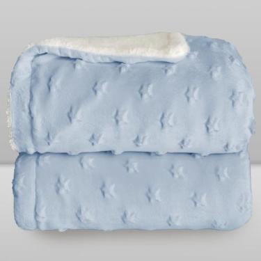 Imagem de Cobertor Donna Laço Bebê Plush com Sherpa Stars, Azul Bebe, 90X110