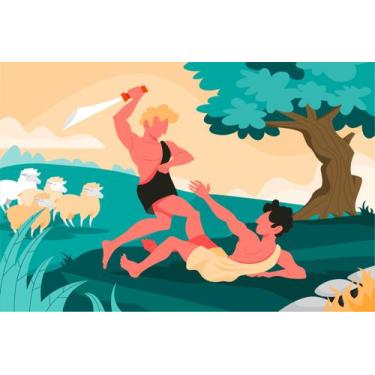 Imagem de Painel de Lona Bíblico Religioso Cain e Abel - Fabrika de Festa, 300x2