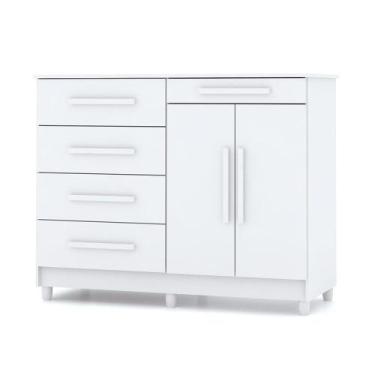Imagem de Cômoda Sapateira para Quarto 05 Gavetas e 02 Portas Livia Branco - Pal