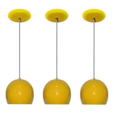 Imagem de Kit Com 03 Pendentes Colorido Para Balcão Cozinha Americana - Lustres 