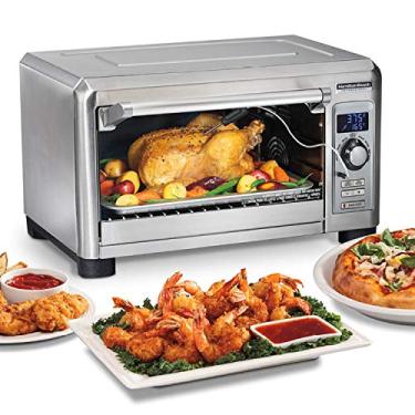 Imagem de Hamilton Beach Professional Torradeira de bancada de fritadeira digital Sure-Crisp, 1500W, serve capacidade de fatias de pizza 6 de 12", sonda de temperatura, aço inoxidável (31243)