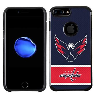 Imagem de Apple iPhone 8 Plus/iPhone 7 Plus/iPhone 6s Plus/iPhone 6 Plus - Capa traseira texturizada de jérsei azul licenciada pela NHL em TPU preto