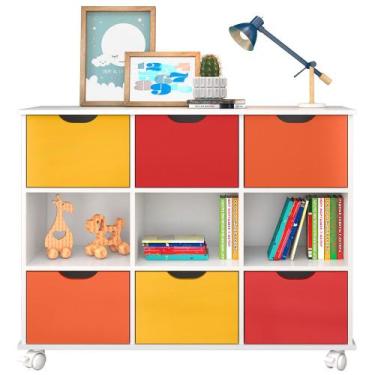 Imagem de Nicho Organizador com Rodízios Toys 6 Gavetas Branco/Colorido - Mpozen