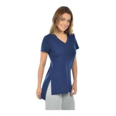 Imagem de Blusa Feminina Longa Mullet Gola V Longline Tj - Vesttuario, Azul, Mar