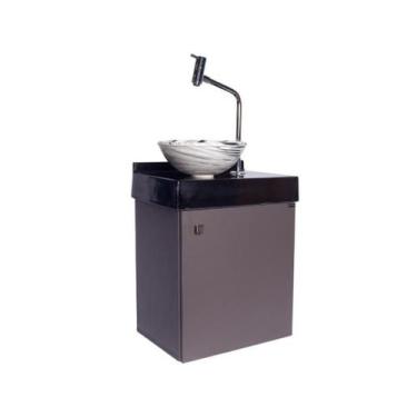 Imagem de Gabinete Banheiro 1 Porta Grafite Trama - Du'Arte Marcenaria, Sobrepos