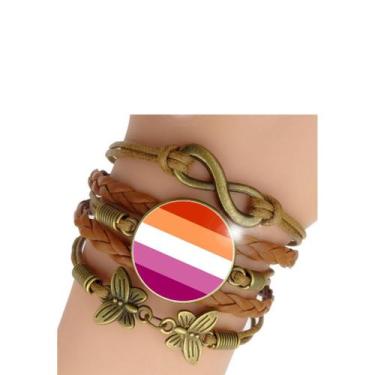 Imagem de Pulseira Feminina Bandeira do Orgulho Lésbico Ajustável - RECANTO ASTR