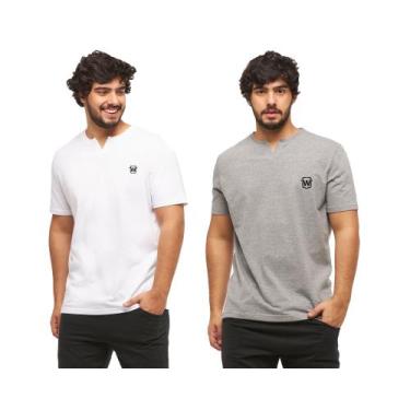 Imagem de Kit com 02 camisetas basicas wooks masculina gola portuguesa - wc3, G,