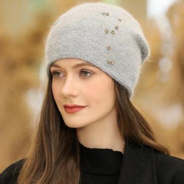 Imagem de Touca Inverno Feminino Pele De Coelho Casual - ElaShopp