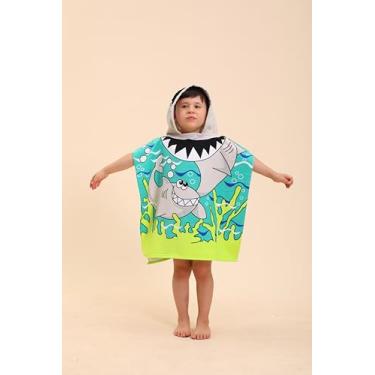 Imagem de Toalhas com capuz de tubarão para crianças, toalhas de praia poncho para crianças, toalhas de praia infantis para meninos/meninas, toalhas de natação/roupões/toalhas vestíveis/toalhas de piscina para