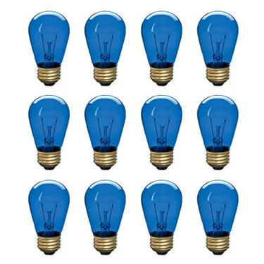 Imagem de Lâmpada incandescente S14 Edison, substituição de luz de corda, base média E26, 130V, azul (pacote com 12)