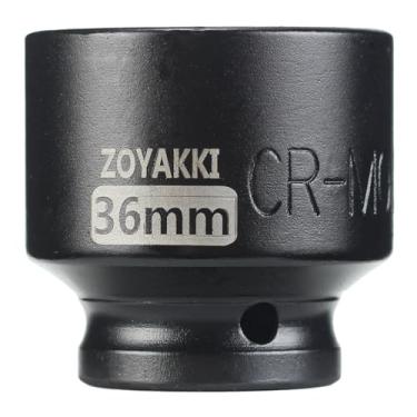 Imagem de ZOYAKKI Soquete de impacto raso, SAE, unidade de 1/2 polegada, 6 pontos, métrico x 36 mm