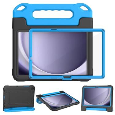 Imagem de YIHE Capa infantil para Samsung Galaxy Tab A11 Plus 2025 e A9 Plus 2023 11 polegadas, capa com alça à prova de choque com protetor de tela embutido, preto e azul