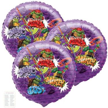 Imagem de Unique Teenage Mutant Ninja Turtle Balloons Pack - 3 TMNT Foil Balloons 18”, Checklist, Teenage Mutant Ninja Turtle Birthday Party Decorations & Supplies, Kids TMNT Party