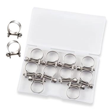 Imagem de LEONTOOL 10 peças de aço inoxidável mini tubo de combustível braçadeira de mangueira clipe 16-18mm linha de injeção de combustível estilo braçadeira de mangueira tubo ajustável clipe de mangueira grampos de tubo para tubo de gasolina diesel (5/8" - 23/32" Dia)