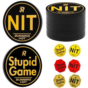 Imagem de RUNNING HOT Conjunto de 10 peças de botões Nit para Texas Hold'em & Omaha Conjunto de fichas de pôquer para o jogo de stand-up Stupid Game Poker Accessories Texas Holdem Conjunto de pôquer (redondo
