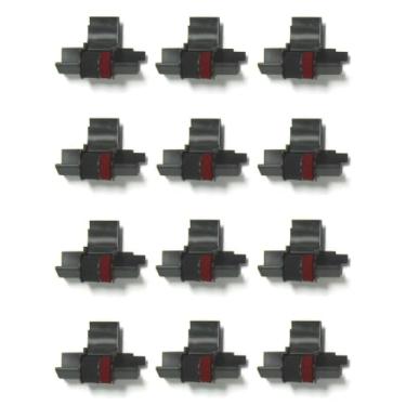 Imagem de (Pacote com 12) Rolo de tinta para calculadora compatível com COMPUMATIC / de substituição, preto/vermelho IR-40T, para Casio HR-300RC HR-200RC HR-170RC HR-150RC HR-100RC HR-100TM HR-150TM e mais
