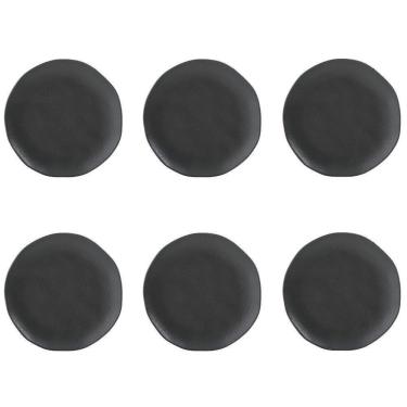 Imagem de Conjunto De Pratos De Sobremesa 06 Peças Orgânico Preto Matte Porto Brasil