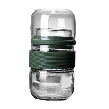 Imagem de Fenteer Bule de chá de vidro borossilicato xícara de chá chinês conjunto de xícara de chá feito à mão, verde