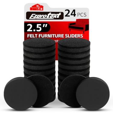 Imagem de Ezprotekt 24 Peças Deslizantes de Movimentação de Móveis de Feltro de 2,5 "Para Pisos de Madeira, Almofadas Móveis de Feltro Reutilizáveis, Controles Deslizantes para Mover Sofá Pesado, Mesa de Sofá,