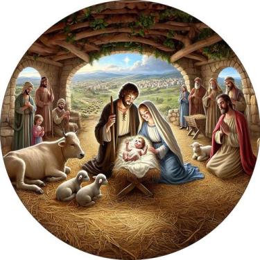 Imagem de Painel De Festa Redondo 1,50x1,50 - Natal Cristão Nascimento de Cristo