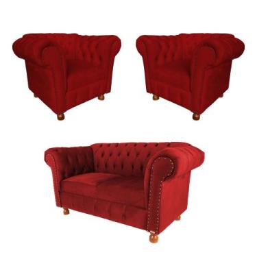 Imagem de Uma Namoradeira 1,60cm + Duas Poltronas Chesterfield Luiz XV - Corano 