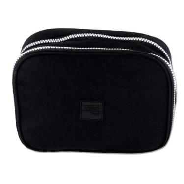 Imagem de Estojo nylon retangular 2 zippers - YEPP, Preto