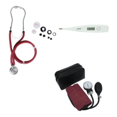 Imagem de Kit Academico Esfigmomanometro + Estetoscopio + Termometro - Premium, 