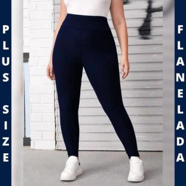 Imagem de Legging Plus Size Azul Marinho Flanelada Peluciada Suplex Grossa Zero 