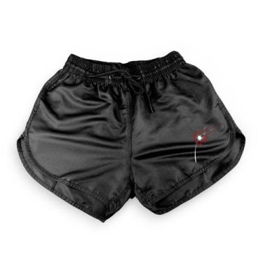 Imagem de Short Feminino Moda Praia Tactel Estampado - RELAXADO, Preto dente lea