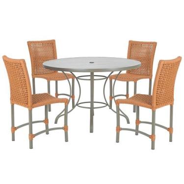 Imagem de Mesa Ascoli 100 Cm com 4 Cadeiras Cannes de Alumínio, Pintura Fendi e 