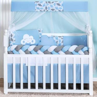 Imagem de Kit Berço Nuvem 11 Peças Trança Menino Menina - Larissa Baby, Azul