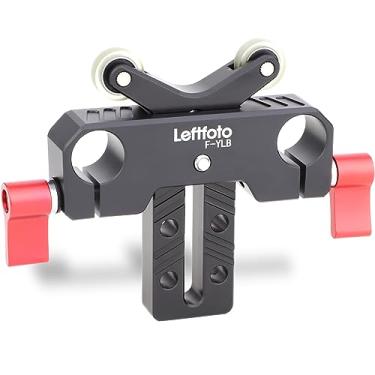 Imagem de LEFTFOTO Suporte de lente em forma de Y, suporte de lente longa teleobjetiva com polia embutida, para câmera DSLR com hastes de 15 mm, altura ajustável