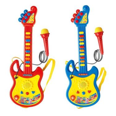 Imagem de Guitarra com Microfone Infantil 45 cm - Cores Sortidas - DM Toys -