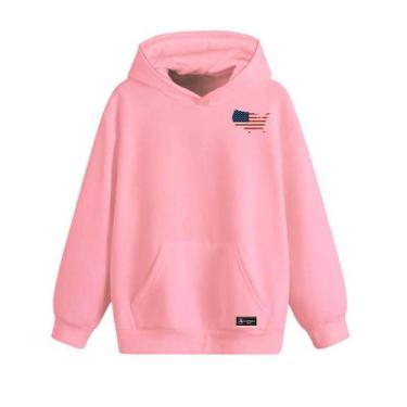 Imagem de Blusão Moletom Canguru Eua Infantil Personalizado com Capuz e Bolso - 