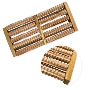 Imagem de Massageador Para Pés Massagem Dor No Pé Fascite Rolo Madeira