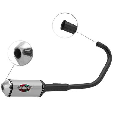 Imagem de Escapamento Esportivo Gemoto Racing 3 Trioval Curva Preta Moto Honda F