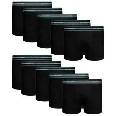 Imagem de Kit 10 Cuecas Boxer Infantil Lupo Kids Algodão Cotton Oferta, G, Preto