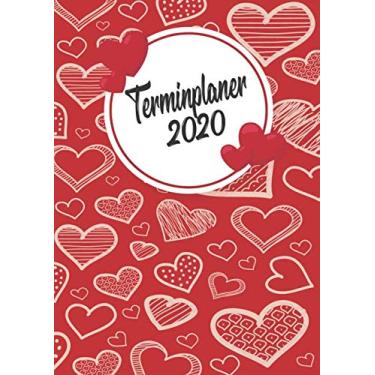 Imagem de Terminplaner 2020: Wochenplaner zum notieren, organisieren und planen DIN A4. Kalender/Terminkalender/Monats- / Tagesübersicht/Kontakt- / Geburtstags listen/Design : Herz rot Hand Banner