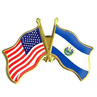 Imagem de 12/50/100 peças de alfinetes de bandeira da amizade de El Salvador americano a granel -3,8 cm metal patriótico EUA EUA alfinetes de lapela salvadorenho emblema lembrança para chapéu bolsa presentes de