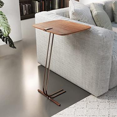 Imagem de Mesa L50 Lateral Aproximação Sofá Madeira Base Café