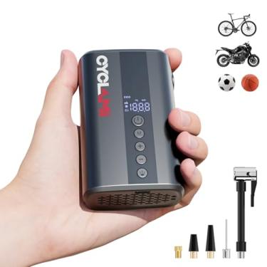 Imagem de CYCLAMI Compressor de ar portátil para insuflador de pneu, bomba de ar para pneus de carro, desligamento automático, inflador de ar rápido sem fio para carro com medidor de pressão de pneu, bomba