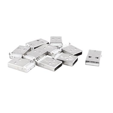 Imagem de uxcell 10 peças placa PCB USB A macho 180 graus 4 pinos montagem em superfície dispositivos SMT conector de solda