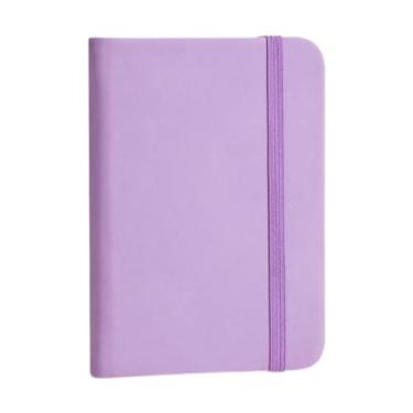 Imagem de Nishiyuenyi Caderno de bolso pequeno de notas diário 4,33x2,95 polegadas, presente, com faixa elástica, de notas forrado a7 notebook para escola, Roxo