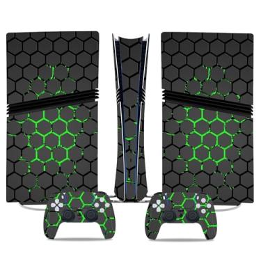 Imagem de Capa de console para PS5 Pro, Skin Wrap para edição digital, capa adesiva protetora para PS5 Pro Controller Decalque (verde)