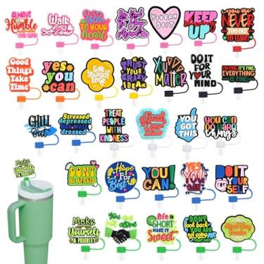 Imagem de Pacote com 30 tampas de palha Pharse para copos, topo de palha bonito à prova de poeira de 10 mm para garrafas de água, copos Stanley, acessórios, presentes para mulheres, lembrancinhas de festa