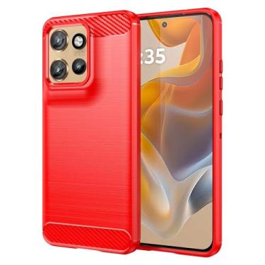 Imagem de Capas Compatível com Moto Edge 50 Neo,Resistente a riscos,Anti-impressão digital e proteção contra quedas.Botão de pressão flexível Proteção completa -Red