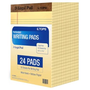 Imagem de Tops Bloco de notas pautado largo 20 x 28 x 24 unidades - The Legal Pad Brand - Blocos de notas pautados largos 21 x 27 cm - Blocos de notas amarelos 21 x 29 a 50 folhas por bloco de escrita - Feito